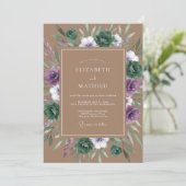 Lavendel-Botanische-Waldhochzeit Einladung (Stehend Vorderseite)