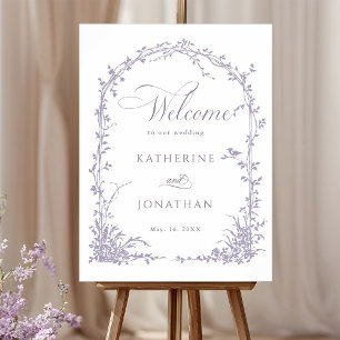 Lavendel-Botanischer-Bogen-Garten-Hochzeit Willkom Poster