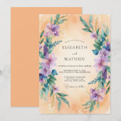Lavendel-Botanischer-Bogen-Hochzeit Einladung (Vorne/Hinten)