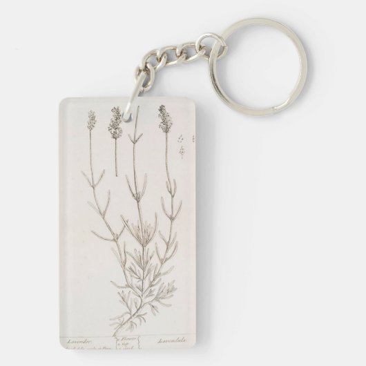 Lavendel botanischer zeichnend Schlüsselanhänger (Rückseite)