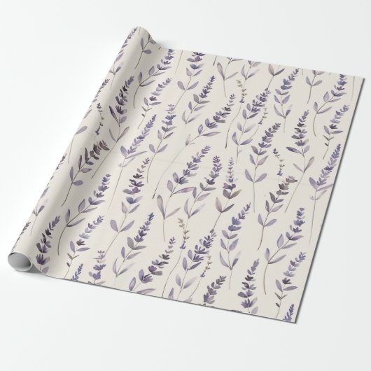 Lavendel Botanisches Geschenkpapier – Vintage Flor (Ungerollt)