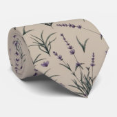 Lavendel Botanisches Muster Schlips Krawatte (Gerollt)