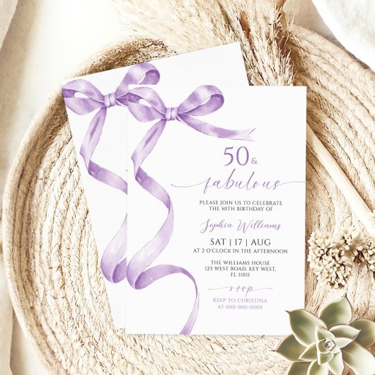 Lavendel Bow 50 & fabelhafte Einladung zum Geburts