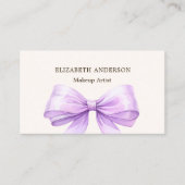 Lavendel bow beige qr Code Social Media Foto Visitenkarte (Vorderseite)