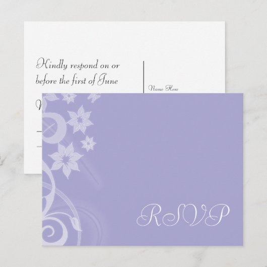 Lavendel Branch Wedding RSVP Postkarten (Vorne/Hinten)