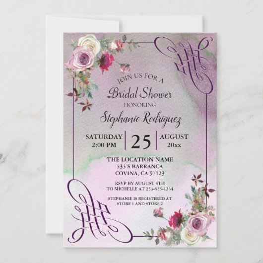 Lavendel Brautparty Einladung (Vorderseite)