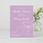 Lavendel-Brautparty mit elegantem Bugdesign Einladung (Stehend Vorderseite)