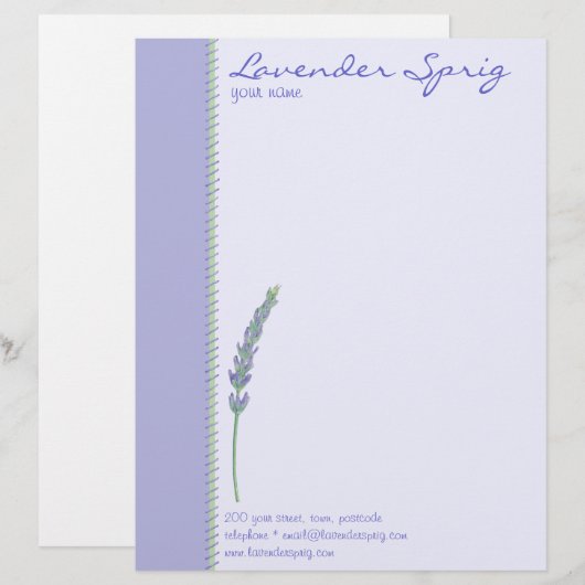 Lavendel Briefkopf (Vorne/Hinten)