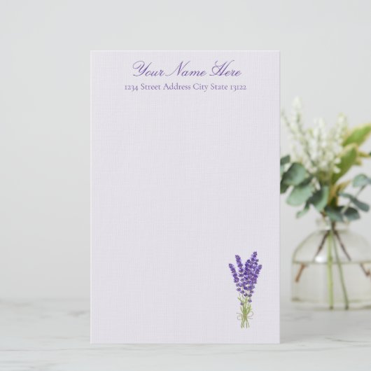 Lavendel Briefpapier (Stehend Vorderseite)