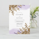 Lavendel-Bronze-Rustikal-Hochzeit Einladung (Stehend Vorderseite)