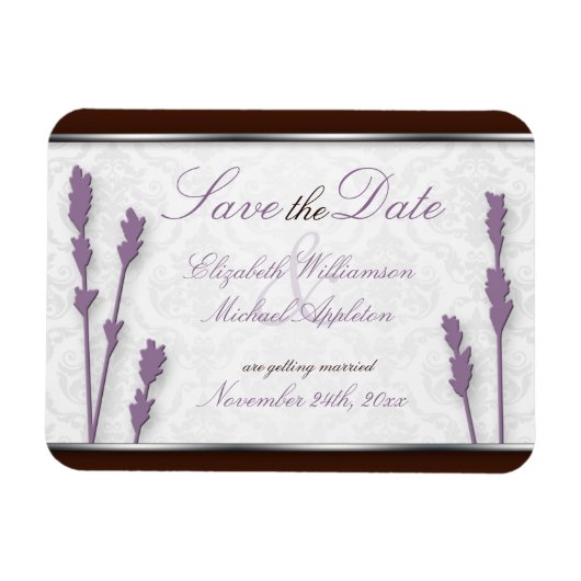 Lavendel & Brown 4"x3" Flat Save the Date Magnet (Horizontal)
