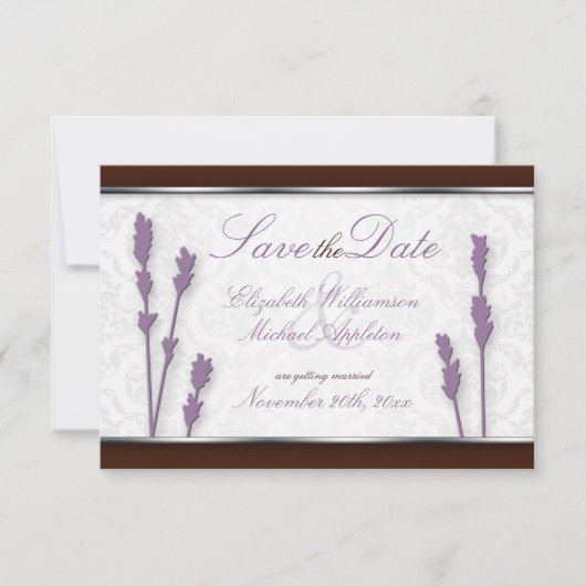 Lavendel & Brown speichern Sie die Ankündigungen (Vorderseite)