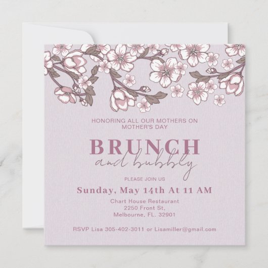 Lavendel-Brunch-Einladung zur Blumenmutter Mitteilungskarte (Vorderseite)