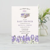 Lavendel Buchen Neues Kapitel beginnt Kinderdusche Einladung (Stehend Vorderseite)