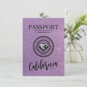 Lavendel California Passport Save the Date (Stehend Vorderseite)
