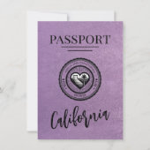 Lavendel California Passport Save the Date (Vorderseite)