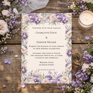 Lavendel Champagner Creme Blumenhochzeit Einladung