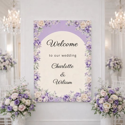 Lavendel Champagner Creme Hochzeitsbegrüßung Poster