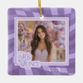 Lavendel Checkerboard Foto Quinceanera Keepake Keramikornament (Vorderseite)