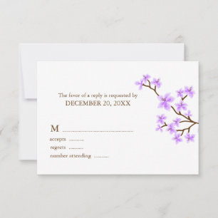Lavendel Cherry blüht Hochzeitskarten RSVP Karte