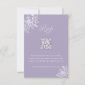Lavendel Classic Bloom Gartenhochzeit QR-Code RSVP Karte (Vorderseite)