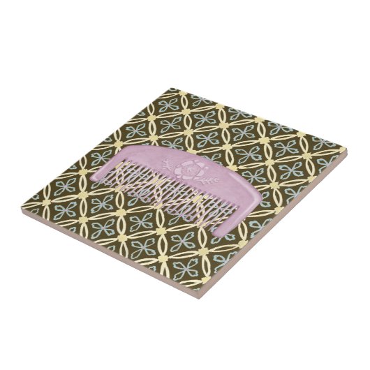 Lavendel-Comb auf Schokoladengrund Fliese (Seite)