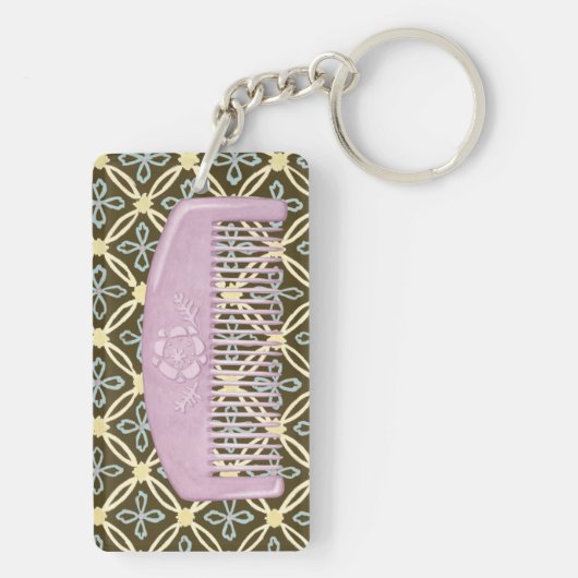 Lavendel-Comb auf Schokoladengrund Schlüsselanhänger (Rückseite)