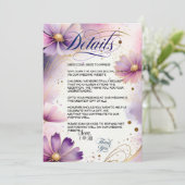 Lavendel Cosmos Blume QR Code Detailkarte Einladung (Stehend Vorderseite)