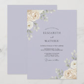 Lavendel-Creme-Blatt-Hochzeit Einladung (Vorne/Hinten)