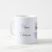 Lavendel-Creme-Blumenmädchen-Halloween Kaffeetasse (Vorderseite Links)