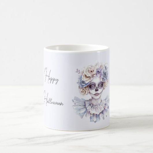 Lavendel-Creme-Blumenmädchen-Halloween Kaffeetasse (Mittel)