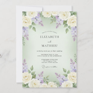 Lavendel-Creme-Blüten-Romanze Hochzeit Einladung