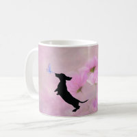 Lavendel Dackel Silhouette Tasse