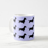 Lavendel-Dackel-Silhouette-Tasse Kaffeetasse (Vorderseite Links)