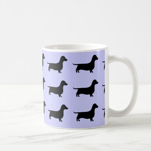 Lavendel-Dackel-Silhouette-Tasse Kaffeetasse (Rechts)