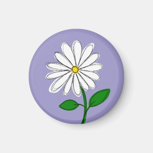 Lavendel-Daisy-Handgezeichneter Magnet (Vorne)