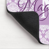 Lavendel Damask Maus-Pad mit Monogramm und Name Mousepad (Ecke)