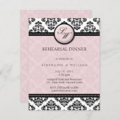 Lavendel Damask Monogram Probe Dinner Card Einladung (Vorne/Hinten)