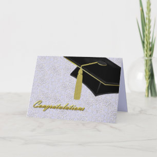 Lavendel Damask & Mortarboard Abschluss Card Karte