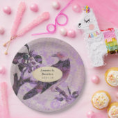 Lavendel-Damask-Vogel-Hochzeit Pappteller (Party)