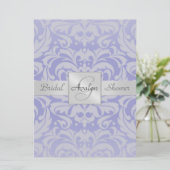 Lavendel-Damast-Brautparty-Monogramm-Einladung Einladung (Stehend Vorderseite)