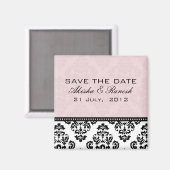 Lavendel-Damast-Save the Date Magnet (Vorderseite/Rückseite)