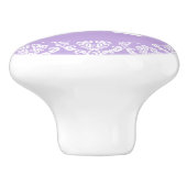 Lavendel-Damast-weißer Monogramm-Griff Keramikknauf (Seitenansicht)