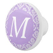 Lavendel-Damast-weißer Monogramm-Griff Keramikknauf (Rechts)