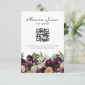 Lavendel Dark Floral Wedding QR Code RSVP Card Karte (Stehend Vorderseite)