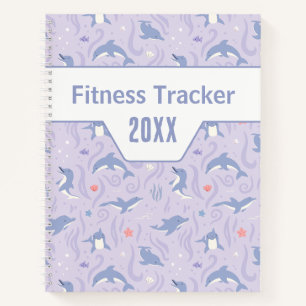 Lavendel-Delfin-Schwimmtraining-Fitness-Tracker Notizblock