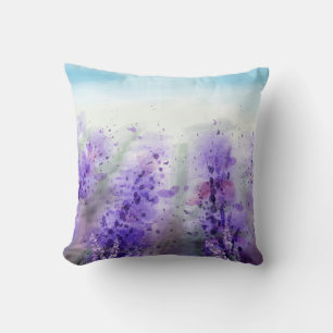 Lavendel der Provence: Wasserfarbenes Feld im Vint Kissen