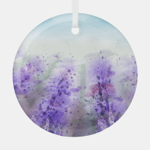 Lavendel der Provence: Wasserfarbenes Feld im Vint Ornament Aus Glas