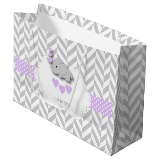 Lavendel Design - Baby Boy Dusche Große Geschenktüte (Vorderseite Schrägansicht)