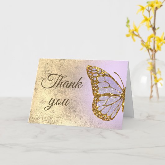 Lavendel Design Dankeschön Karte (Gelbe Blume)